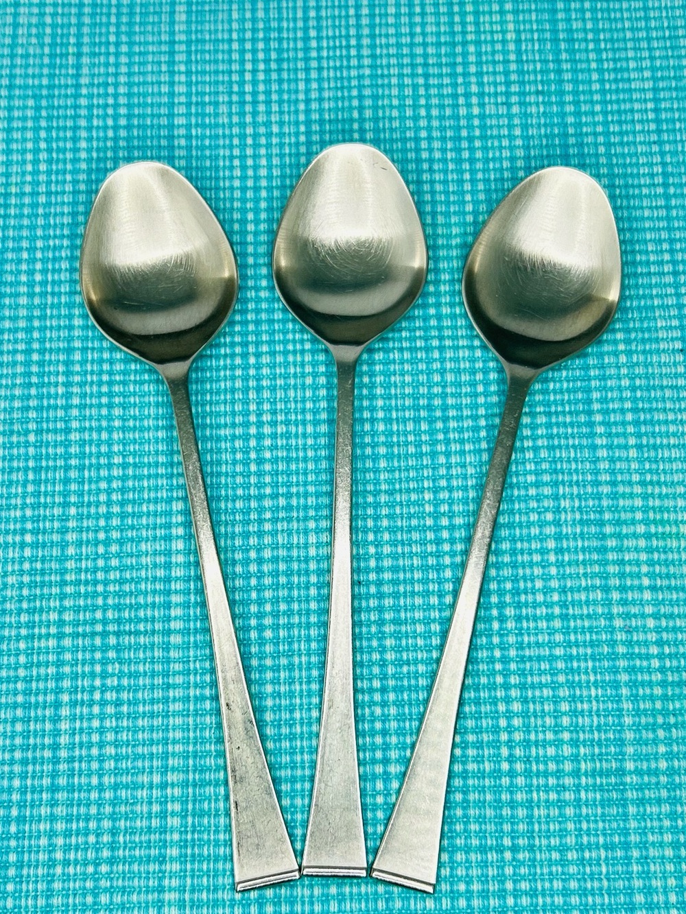 3 Vtg Zani Sabrina Teaspoons Stainless MCM Nencioni And Moleri 1978 Italy 7.25”